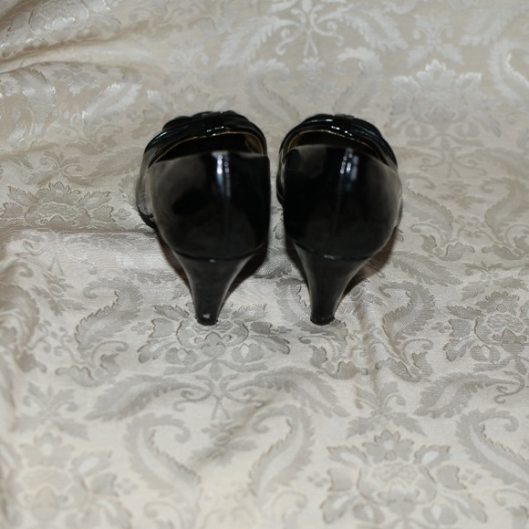 Black Fioni Peep Toe Wedges - Picture 6 of 10